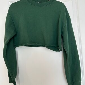 Misguided Forest Green Cropped Sweatshirt